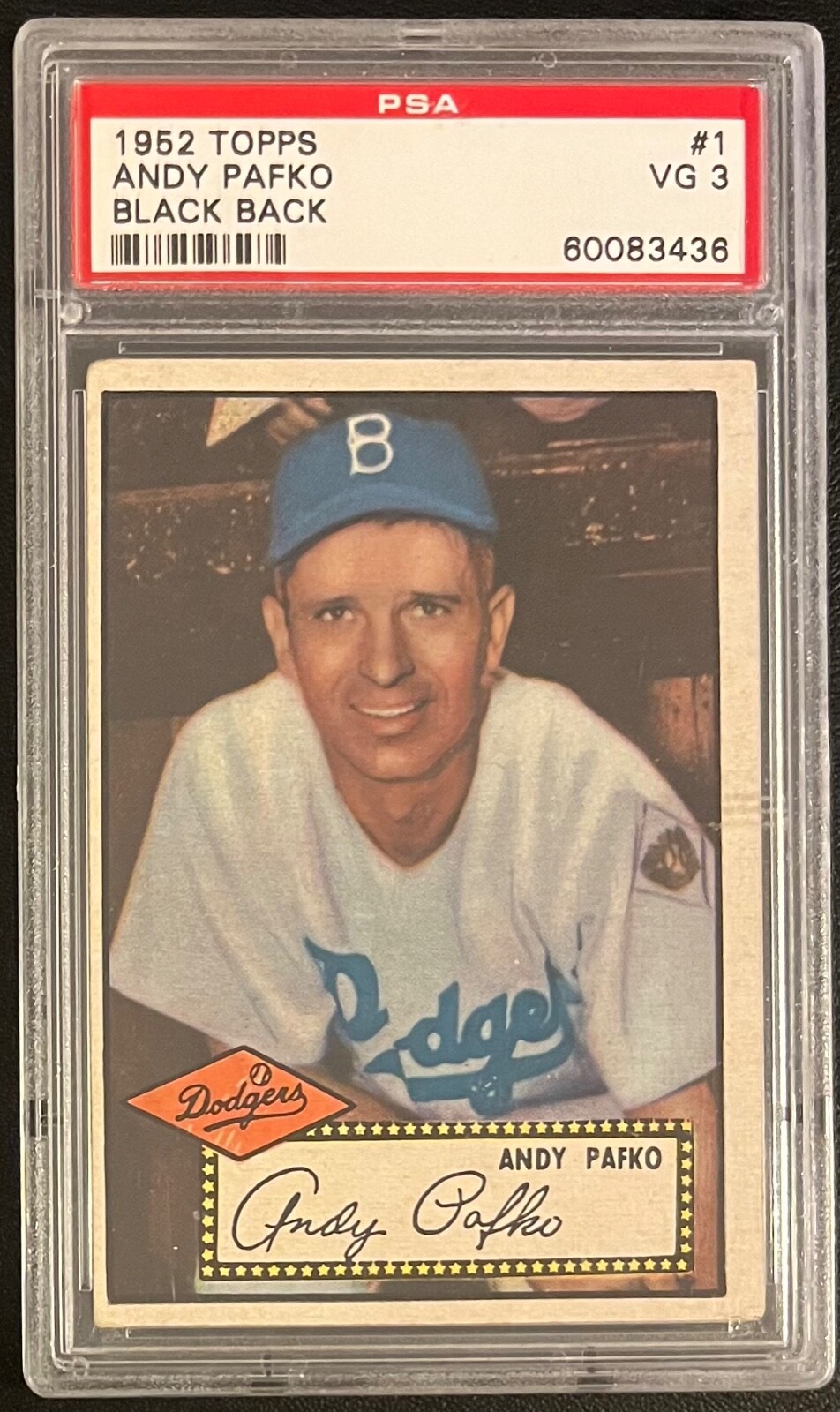 1952 Topps PSA 3 Andy Pafko first Card #1 Brooklyn Dodgers  Bright coloring 52T