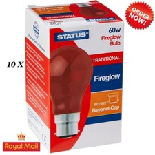 10 X Status 60w Fire glow Red Light Bulbs B22 Bayonet Cap Brooder Incubator Lamp