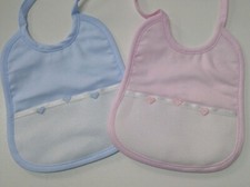 Bavetta Bavaglino Neonato da ricamare punto croce CELESTE ROSA o BIANCO