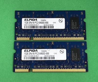 2x EBE11UE6AESA-8G-F Elpida 200pin RAM Memory 1GB DDR2 PC2-6400S-666 12-A0 Dell