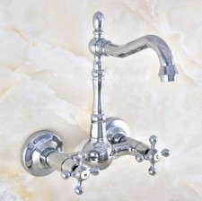Chrome Brass Swivel Spout Basin Faucet Wall Kitchen Bathroom Sink Taps 2nf582