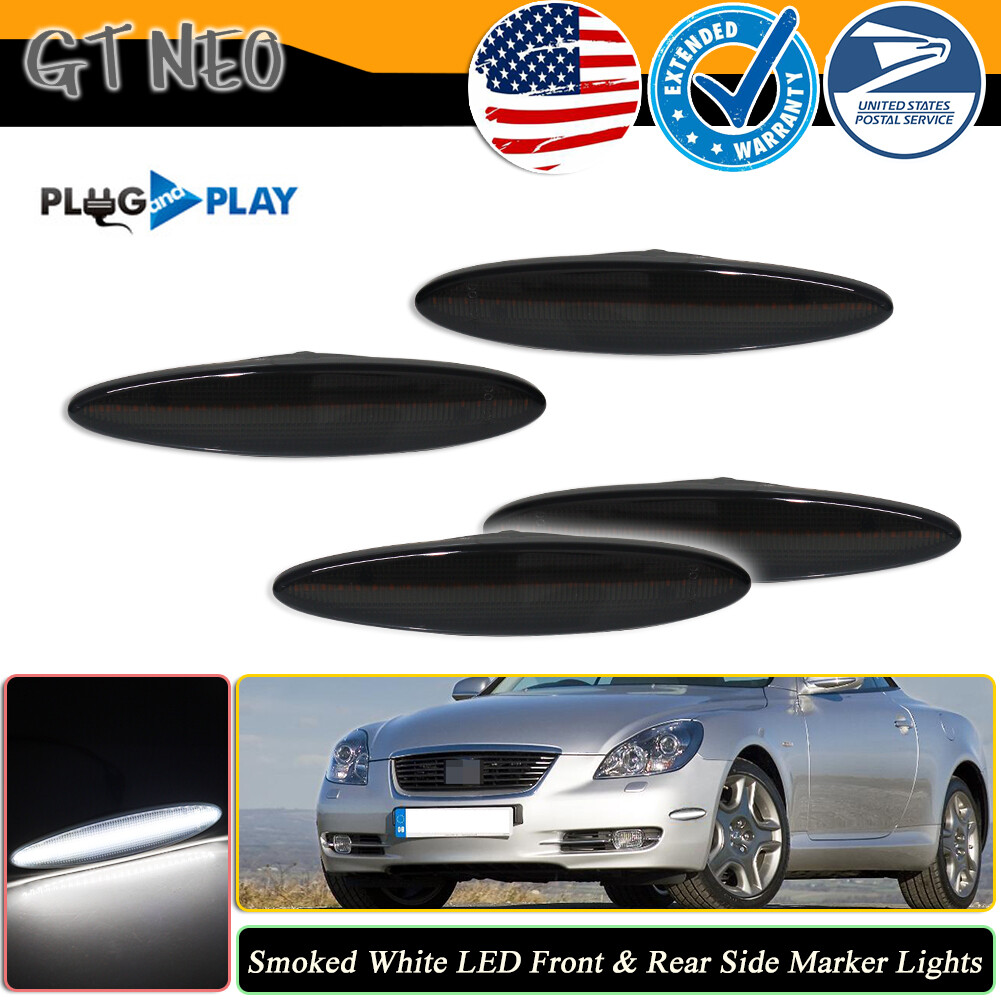 4X Smoked White Full LED Strip Bumper Side Marker Lights For 200110