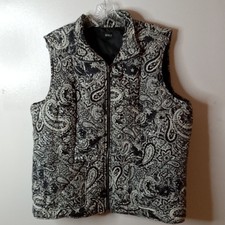 Erika Women's Black/white Paisley 1x Vest. Warm, Casual, Plus, Outdoor