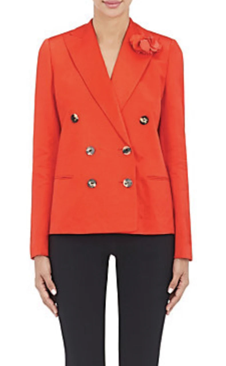 Giacca blazer LANVIN seta con rosetta FR 36 US 4 rosso $3090 Gucci nuova con etichette