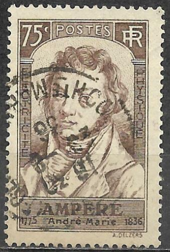 France 1936 Used Stamp Scientist Andre Marie Ampere 75c - Afbeelding 1 van 1