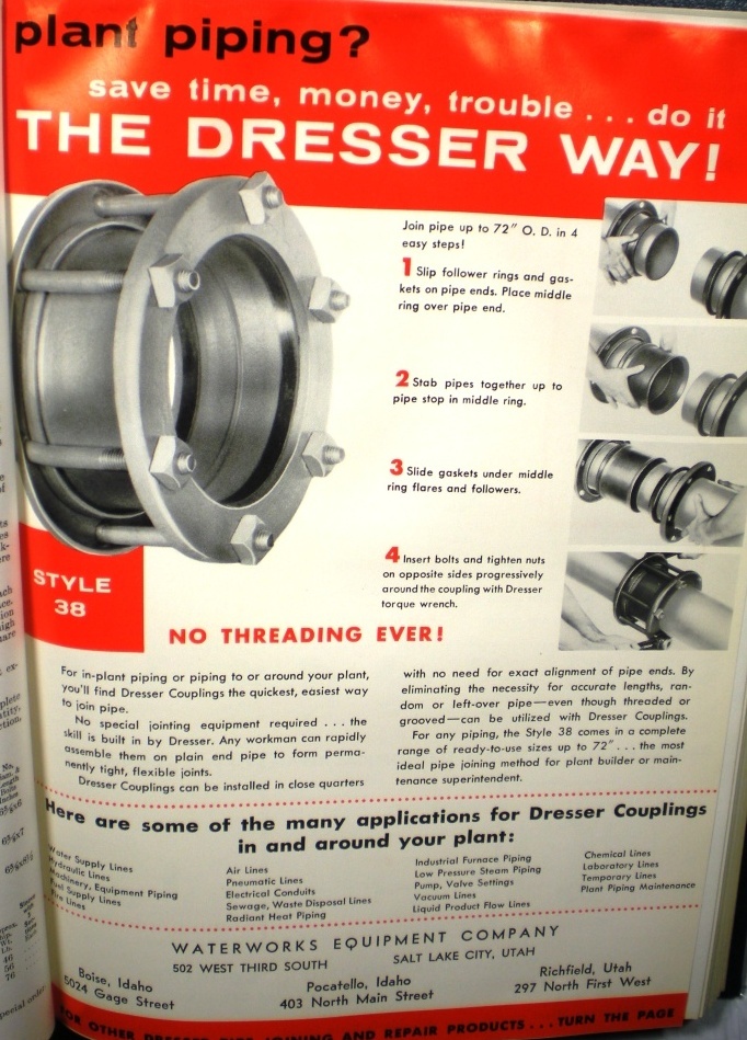 dresser fittings catalog Water Works Catalog Dresser Rand Couplings Sleeves Powell Valves ASBESTOS  1960
