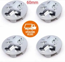4 TAPPI COPRIMOZZO COMPATIBILI PEUGEOT 60MM SILVER CERCHI LEGA 208 407 107 