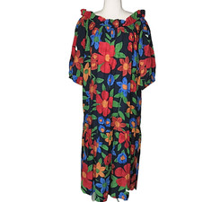 New U Collection Size L/XL Boho Floral Balloon Half Sleeve Tier Midi Dress