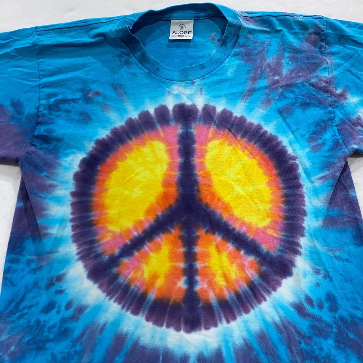 トップス 00s Used \"Peace Dyed Patch T-Shirt\" vintage 90s PEACE SYMBOL TIE-DYE T-Shirt MEDIUM soft sign