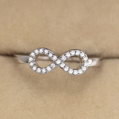 1Ct Round Cut Created Diamond Women Infinity Promise Ring 14K White Gold Finish