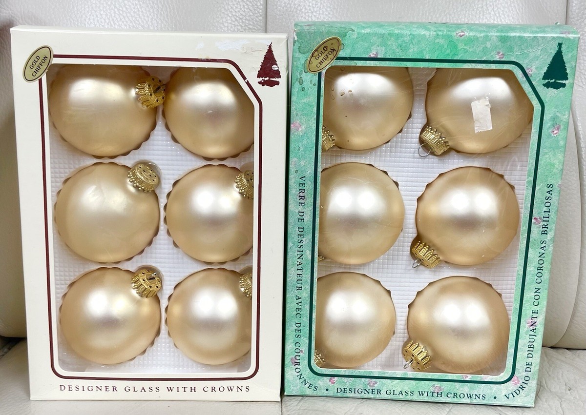 Vintage Krebs~Glass Christmas Ornaments “Gold Chiffon” Satin Color