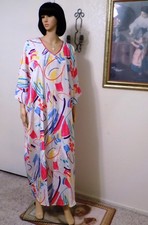LUCIE ANN Gold Thread Designer ABSTRACT ART SUMMER CAFTAN Polyester size Average