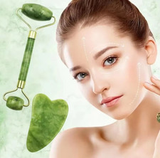 Jade Face Massage Roller Beauty Tool Facial Eye Neck Body Anti Ageing Therapy