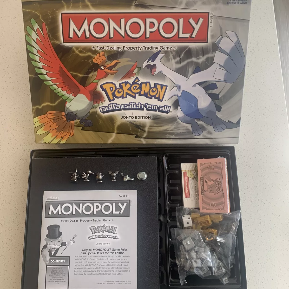 Monopoly Pokemon Johto Edition - Mostly New, Missing 2 Pcs