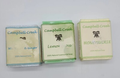 3 BARS Essential Oil Soap Shea Butter Lemongrass white tea & ginger honeysuckle