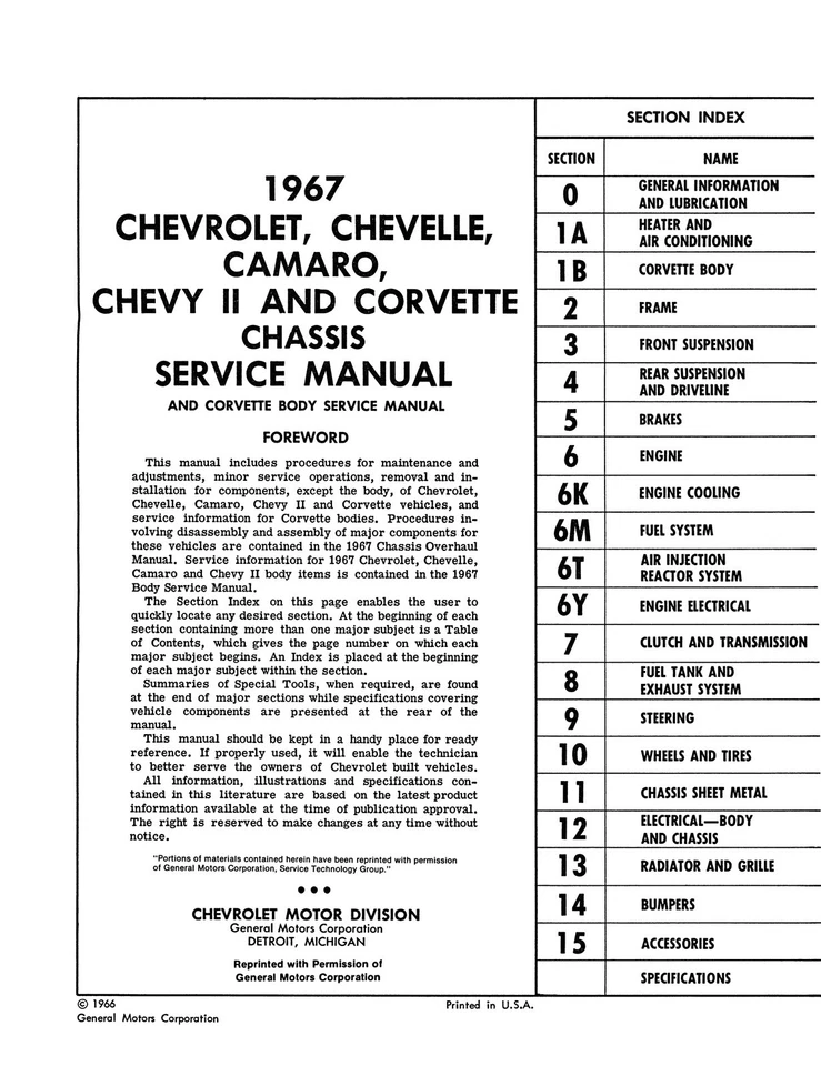 1967 Chevrolet Chassis Service Manual (Licensed High Quality Reproduction) - Image 2 of 3