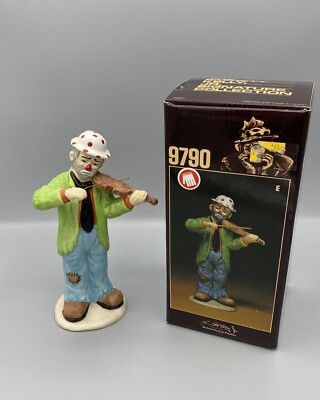 Emmett Kelly Clown Figurine Hobo Flambro 9790E Playing Violin 7 In Original Box