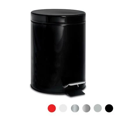 Salle de bain Poubelle Pedal déchets avec seau intérieur - 3 litres - fini noir - Photo 1/4