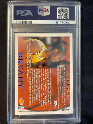 1996-97 Topps Base #138 Kobe Bryant Rookie RC PSA 8 NM-MINT HOF