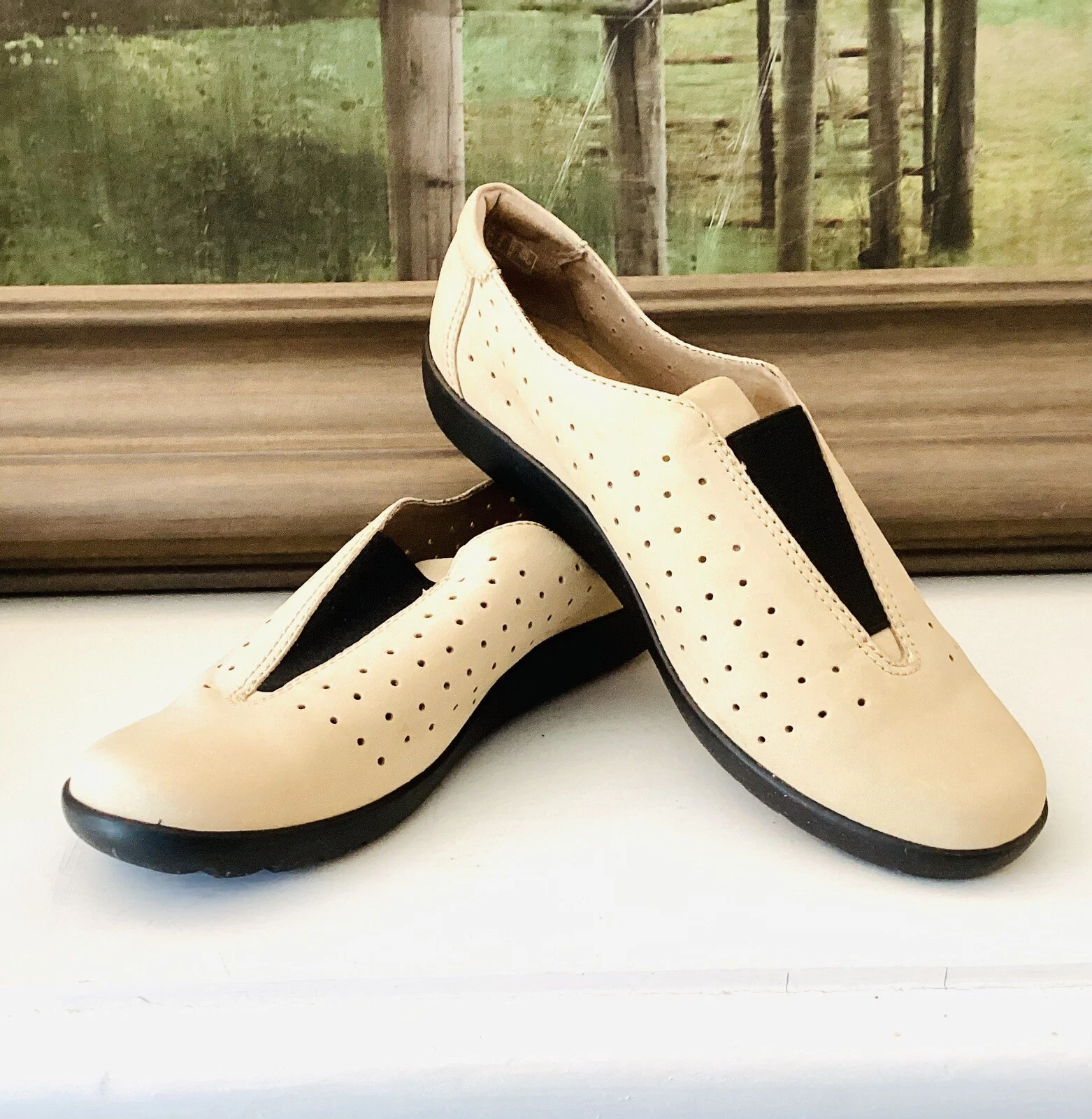 CLARKS Mocassino Donna Medora Gemma Slip on Nubuck Sabbia Taglia 8 Cuscino Comfort