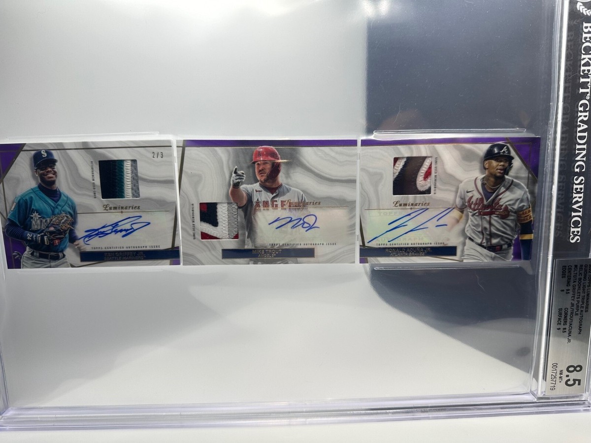 2022 Topps Luminaries Guiding Light Triple Auto Relic Purple 