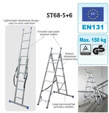Combination Step Ladder  3 Way | Aluminium Step Ladders | Stair Case |  EN 131
