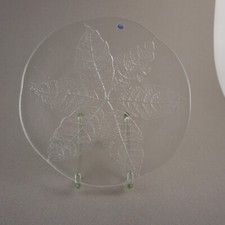 Kosta Boda Platte Servierplatte rund Göran Wärff Blätter 25 cm Glas vintage 1970