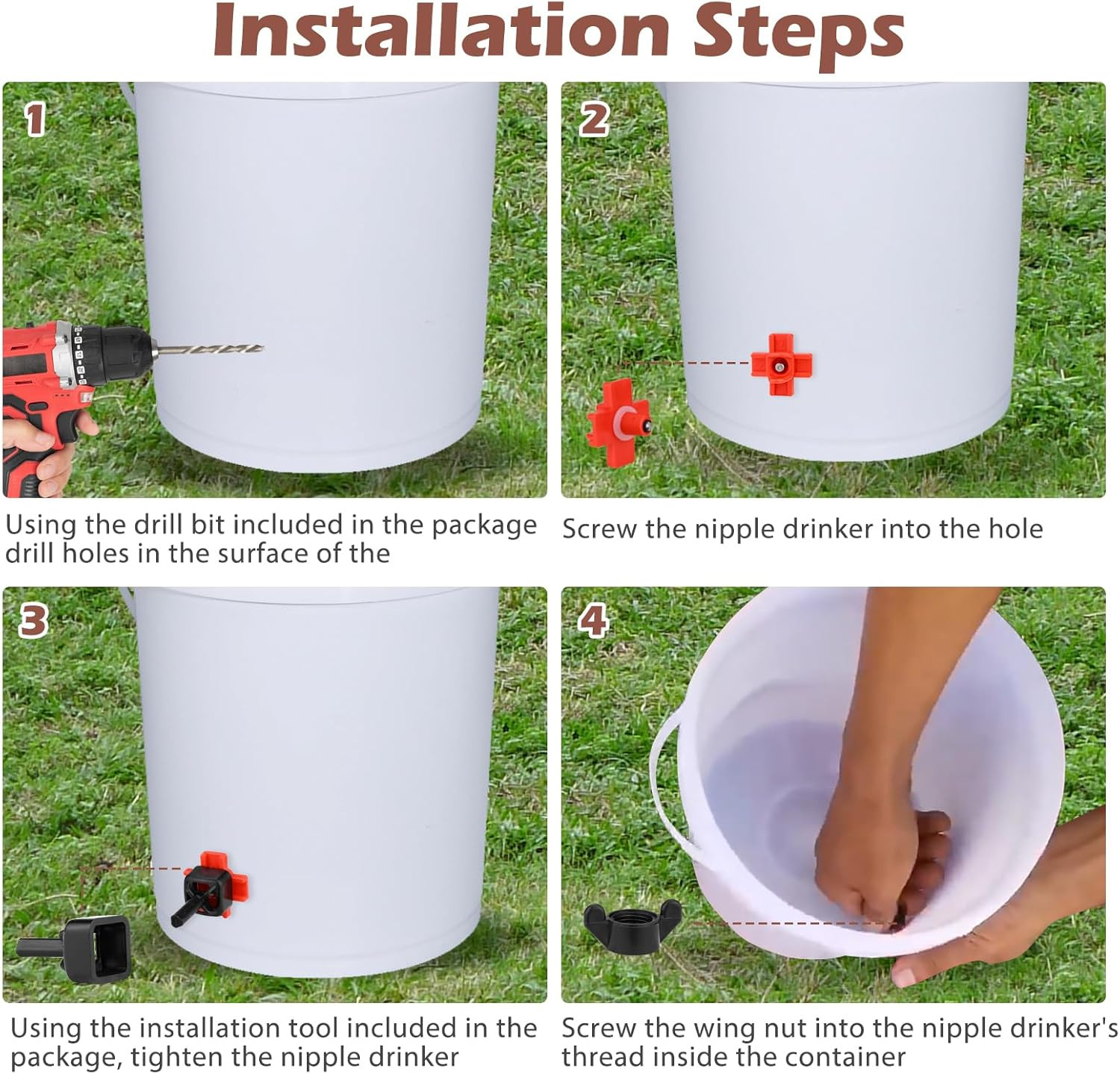 Chicken Water Nipples, 15 Pcs Horizontal Poultry Automatic Waterer Nipples for B