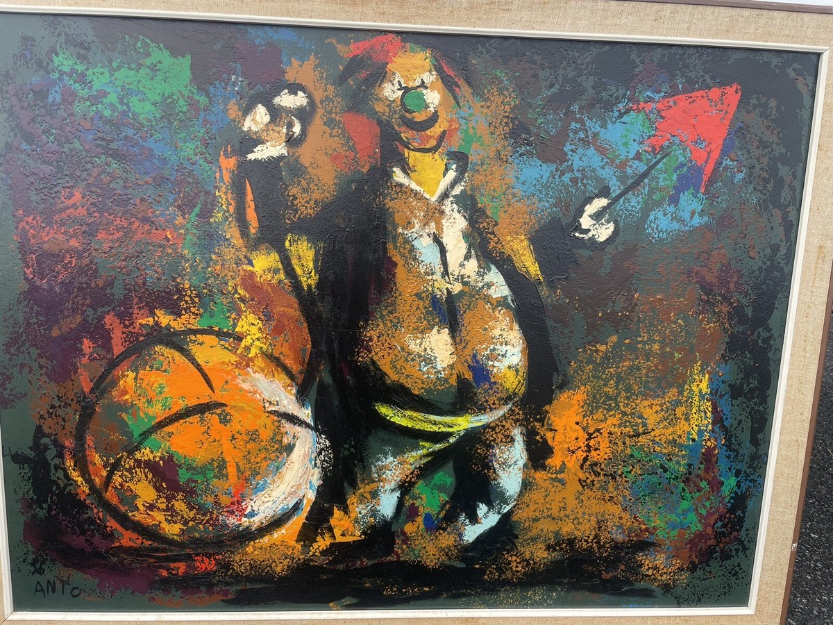 CARLO OF HOLLYWOOD LARGE MID CENTURY OIL PAINTING retro