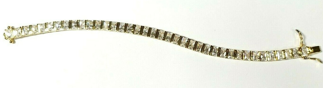 Sterling Silver Gold Plated Rectangular Cut Cubic… - image 5