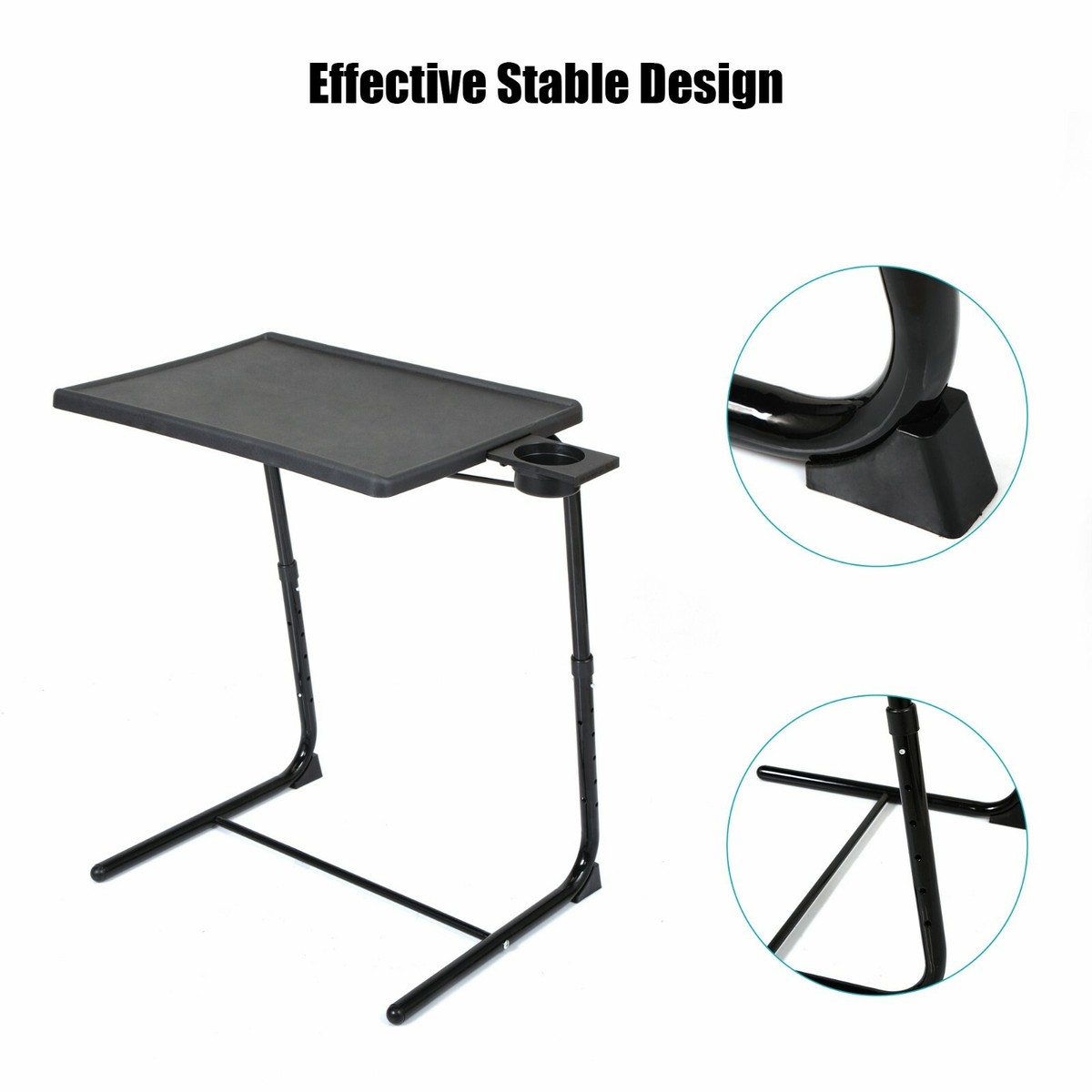 Set of 2 Folding TV Tray Table Portable Dining Tray on Bed