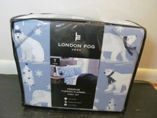 London Fog Premium Turkish Flannel Sheet Set, Polar Bear, Twin