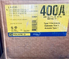 SQUARE D LA400S ENCLOSURE FOR BREAKER 400A 600V/500VDC TYPE1 NEW READY TO SHIP