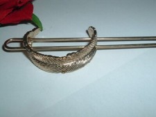 Vintage Golden Feather Bun Ponytail Holder and Stick