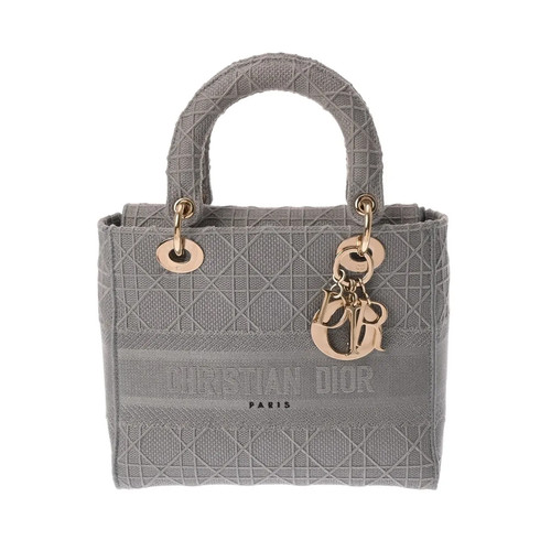 Dior LADY D-LITE M0565OREY_M950 Handbag Canvas Gray #WB3362