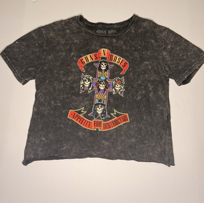 #ad Vintage Guns N#x27; Roses Appetite for Destruction 1988 Tour Acid Wash Crop Top M $14.99