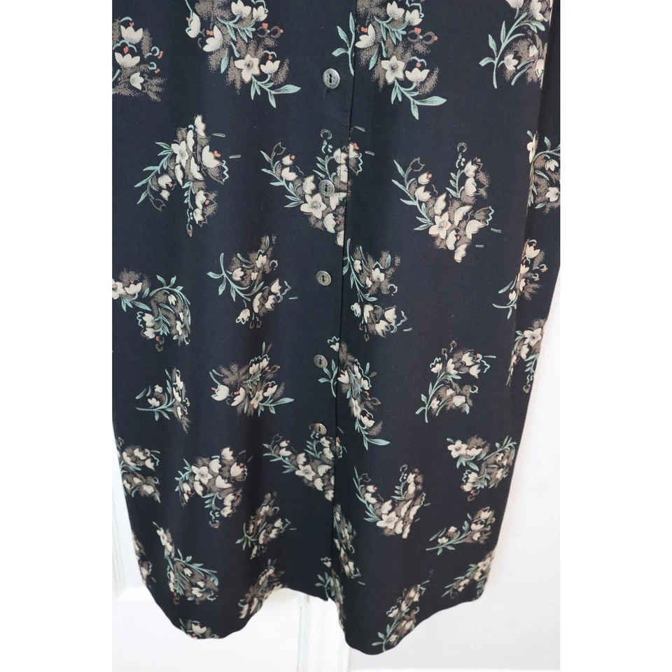 Maxi Vestido Vintage Y2K Negro Floral Grande Grunge Boho Cottagecore Botón Delantero Foto 2 de 4