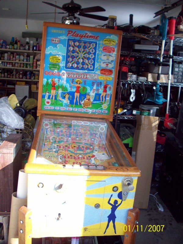 UNITED PLAYTIME 1957 BINGO PINBALL ARCADE MACHINE WITH ORIGINAL WIRING DIAGRAM