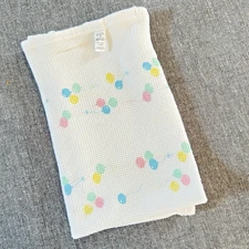 BABY MORGAN White Pastel Balloons 100% Cotton Thermal Receiving Blanket USA Vtg