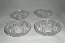 Ribbed Glass Bobeche 3" Diameter 1" Center Hole Vintage Set Of 4