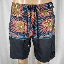 Rip Curl Men's 32W Gray Orange Sunburst Mirage 20" Mid Length Swim Board Shorts