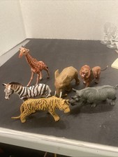 Plastic PVC Lot Of 6 Safari Jungle Zoo Animal Figures Qi