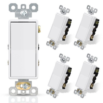 4 Way Decorative Light Switch, 15Amp, 120277 Volt, AC Decorator Rocker Paddle...