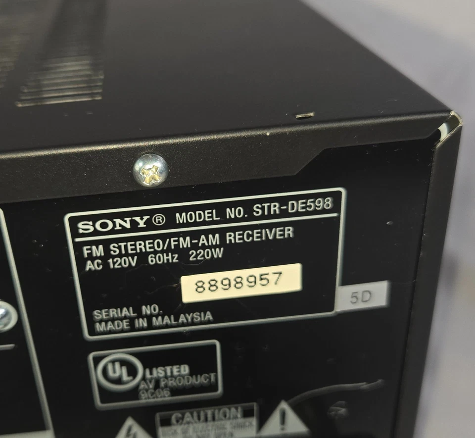 Sony STR-DE598 6.1 Channel Surround Sound AM/FM Audio/Video Receiver Tested - Image 2 of 4