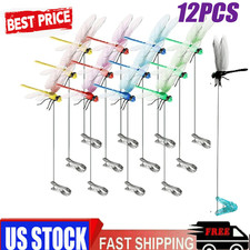12 Fake Dragonfly Clips Clip on Dragonfly for Outdoors 3D Dragonfly Garden Decor