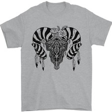 Camiseta Tribal Bull Calavera Búfalo Hombre Algodón 100% Jersey