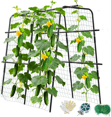 Cucumber Trellis for Raised Bed and Garden, 47'' H X 47'' W U-Shaped Metal Garden