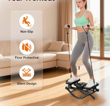 Step & Twist Stepper Hydraulic Resistance Bands LCD Display Black