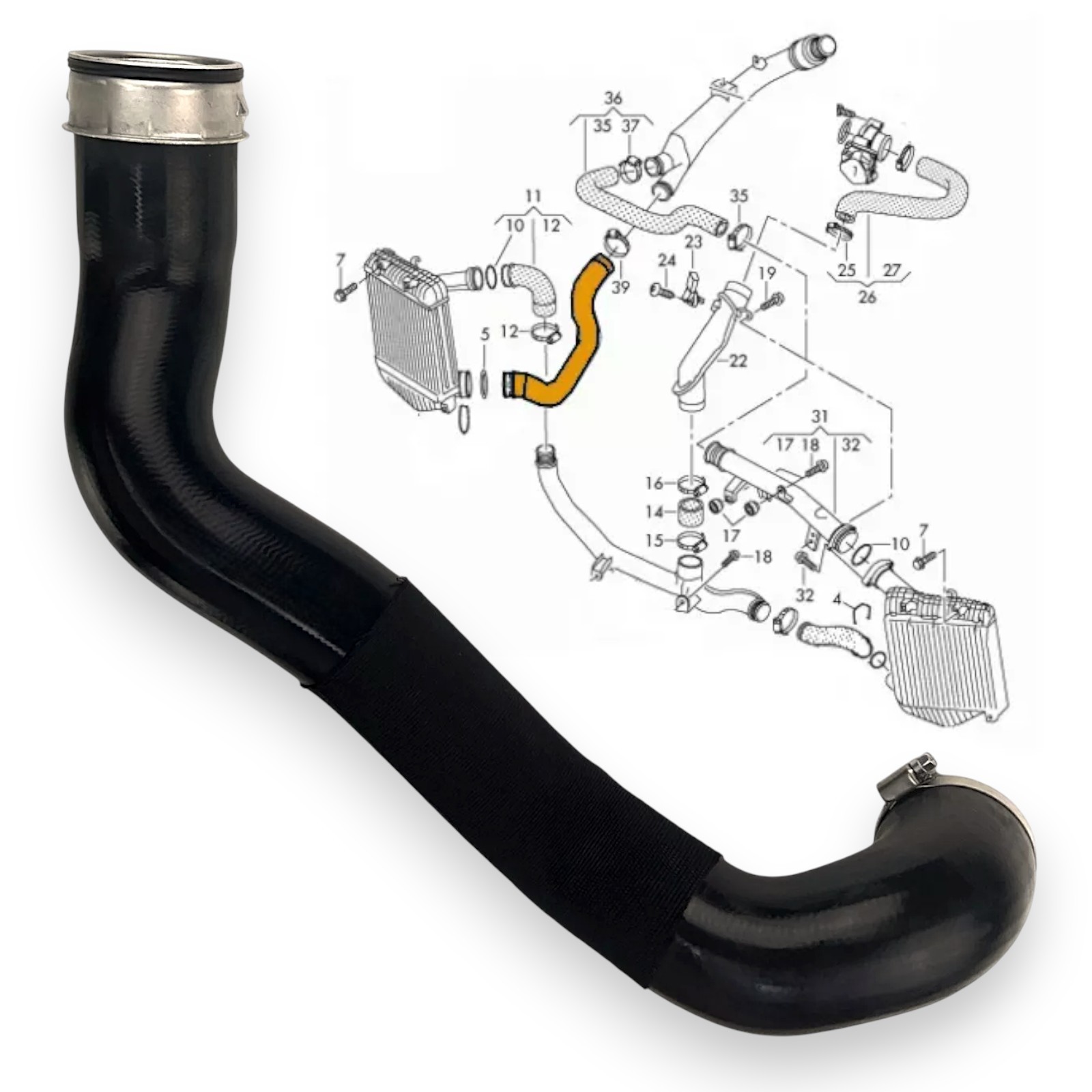Durite d'intercooler premium en silicone renforcé pour Porsche Cayenne 3.0 Diesel