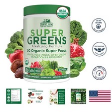 USDA Organic Super Greens Powder - Supports Energy with Probiotics  Fiber